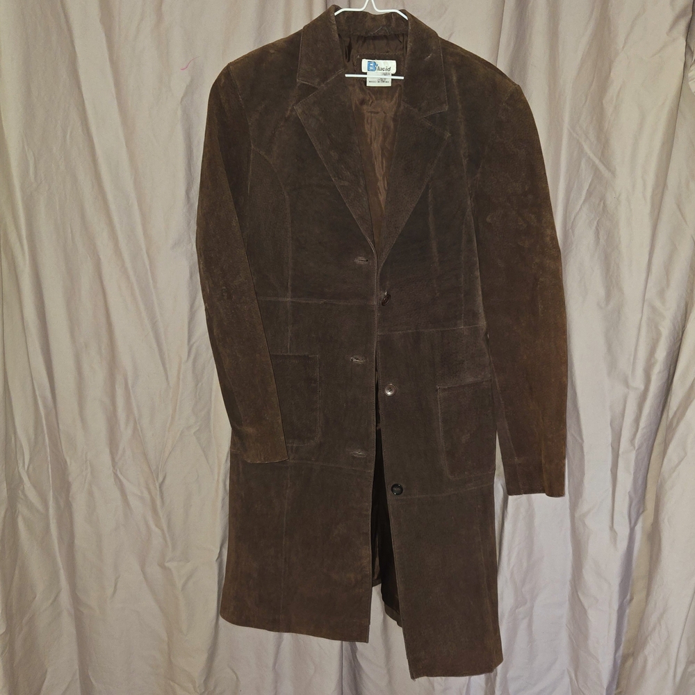VINTAGE B LUCID LEATHER JACKET TRENCH STYLE.  BROWN SIZE LARGE